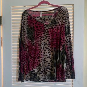Silky feel but not silk leopard print multi color. Like new
